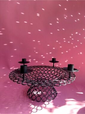 Vintage Black Metal Centerpiece Decorative Candelabra